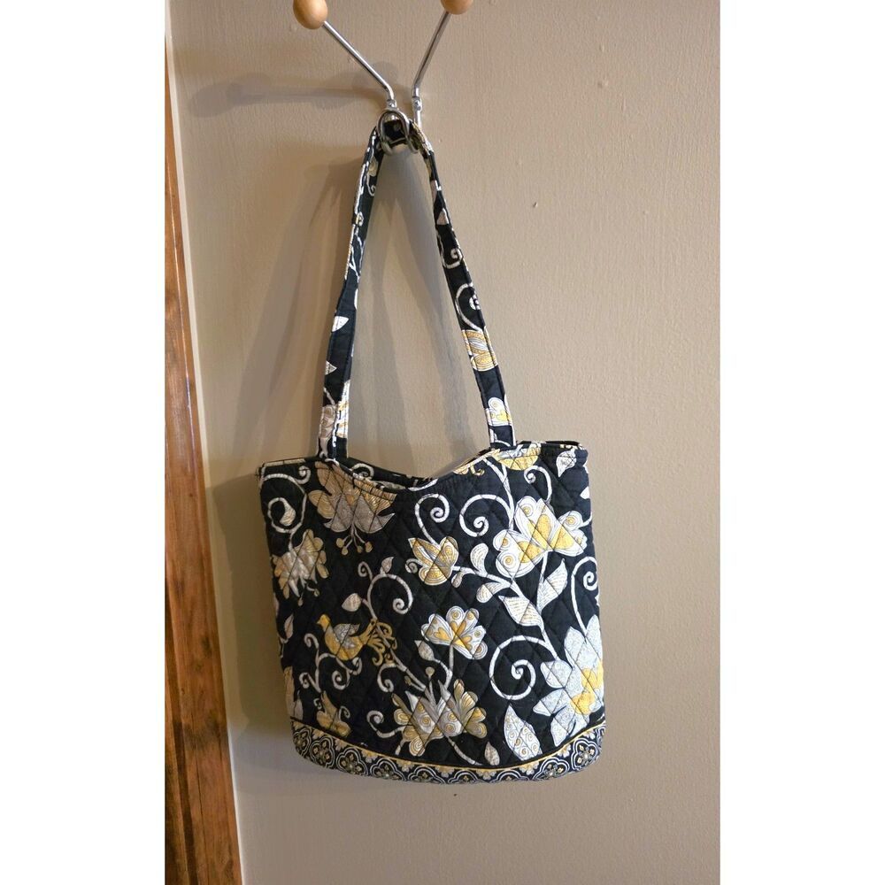 Vera Bradley quilted tote bag featuring the retired "Yellow Bird" pattern.
